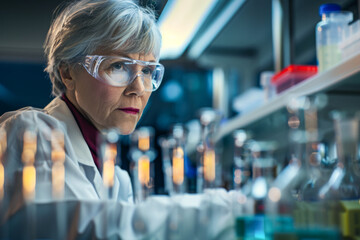 Portrait of senior female scientist looking at camera while working in laboratory

