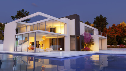 Luxurious contemporary house with pool - 771446177