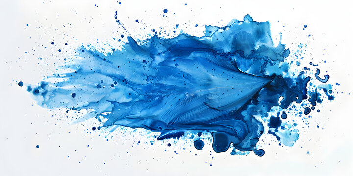 Abstract splashes liquid of blue paint on white transparent background Abstract watercolor palette of blue colors, mix color, background Abstract Water color Blue Blot Texture background