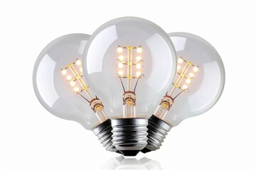 Set of Energy saving LED light bulb E27 on white background. Full Depth of field. Focus stacking. Png, Generative AI 