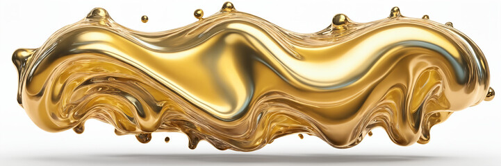 3d fluid twisted abstract metallic shape or melted chrome liquid metal shape. - 771448140