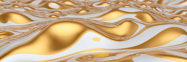 3d fluid twisted abstract metallic shape or melted chrome liquid metal shape. - 771448977