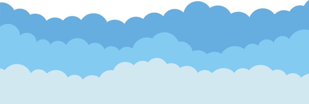 Simple blue clouds. Flat vector illustration. Design element.