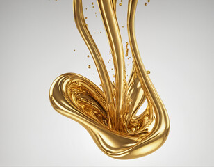 3d fluid twisted abstract metallic shape or melted chrome liquid metal shape. - 771449378