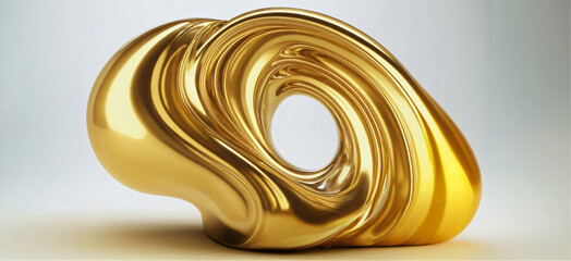 3d fluid twisted abstract metallic shape or melted chrome liquid metal shape. - 771449520