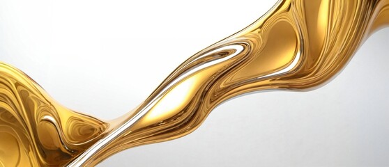 3d fluid twisted abstract metallic shape or melted chrome liquid metal shape. - 771449582