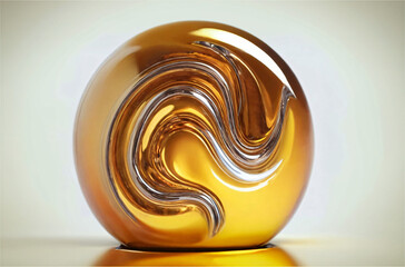 3d fluid twisted abstract metallic shape or melted chrome liquid metal shape. - 771449989