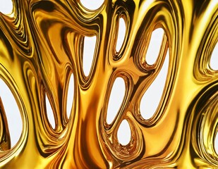 3d fluid twisted abstract metallic shape or melted chrome liquid metal shape. - 771450312
