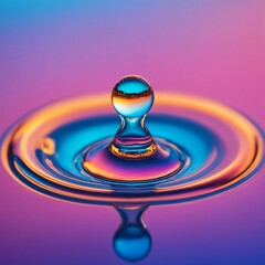 Holographic fluid liquid drop illustration. colorful background