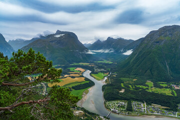 The view from hiking Rampestreken and Nesaksla in Andalsnes in Norway - 771450731