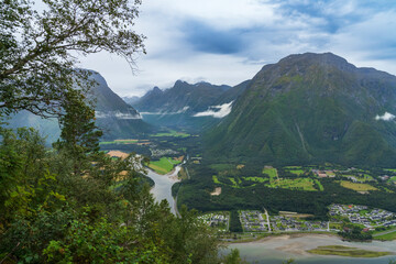 The view from hiking Rampestreken and Nesaksla in Andalsnes in Norway - 771450916