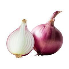Red onion with cut in half isolated on white background.