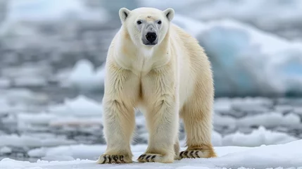 Wandaufkleber A curious young male polar bear (Ursus maritimus) standing up on the sea ice © Sumaira