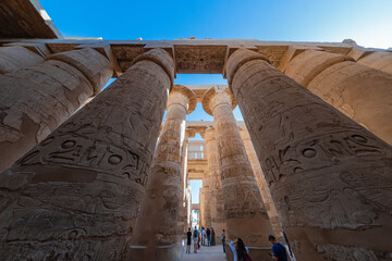Karnak, Great Temple of Thebes, hypostyle hall of papyri, columns, ancient Egypt