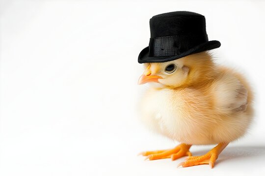 Stylish Baby Chick Dressed Like the Iconic Godfather in Formal Attire Against a Pristine White Background