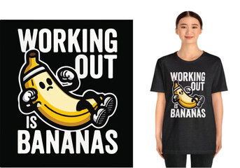 T shirt Desing with banana image and text | EPS Editable File