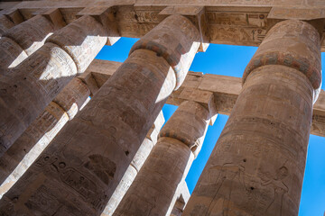 Karnak, Great Temple of Thebes, hypostyle hall of papyri, columns, ancient Egypt