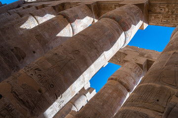 Karnak, Great Temple of Thebes, hypostyle hall of papyri, columns, ancient Egypt