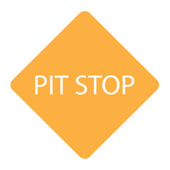 yellow diamond road sign with a black border and an image pit stop, sticker on white background. Vector Illustration