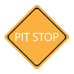 yellow diamond road sign with a black border and an image pit stop, sticker on white background. Vector Illustration