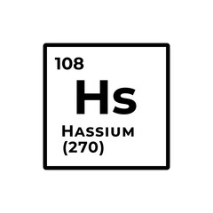 Hassium, chemical element of the periodic table graphic design