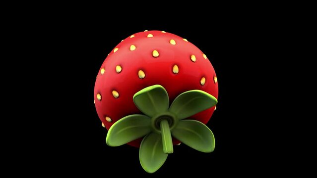 Strawberry rotating – 3d render looped with alpha channel.