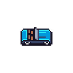 Blue car pixel icon. Cabriolet icon. Retro art style. 8-bit. Game assets. Isolated abstract vector illustration.	 - obrazy, fototapety, plakaty