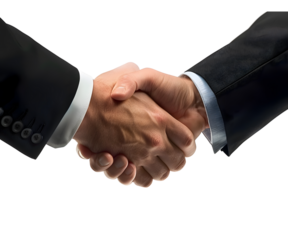 A businessman handshake isolated on white transparent background, PNG File. Perfect for clipart