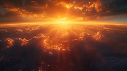 Selbstklebende Fototapeten landscape sunrise over planet earth © Olexandr