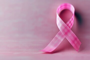 International symbol of Breast Cancer Awareness Month in October with pink ribbon copy space, Generative AI 