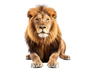 A lion isolated on white transparent background, PNG File. Perfect for clipart