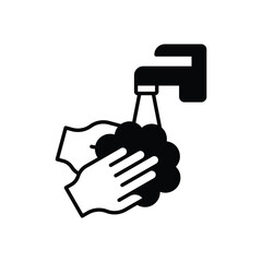 Black Solid Wash Your Hands vector icon