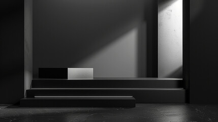 interior design of stage for showcase, simple and minimal. Generative Ai.