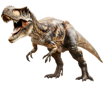 A t rex dinosaur isolated on white transparent background, PNG File. Perfect for clipart  