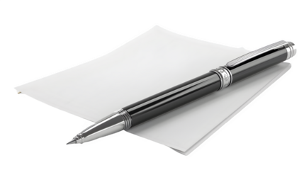 A modern-day pen and paper isolated on a transparent background, PNG, Ai