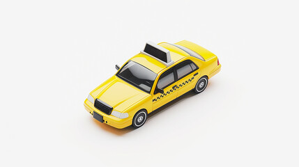 yellow toy taxi, isolated on white. Generative Ai.