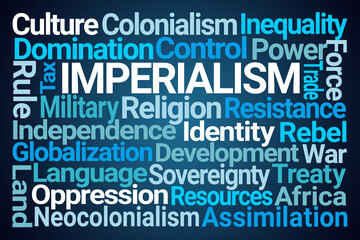 Imperialism Word Cloud on Blue Background - 771460186