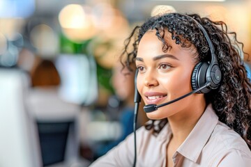 A customer service representative wearing a headset and providing assistance to a customer, Generative Ai