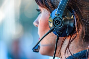 A customer service representative wearing a headset and providing assistance to a customer, Generative Ai