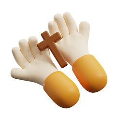 easter egg 3d rendered icon. hand holding cross.