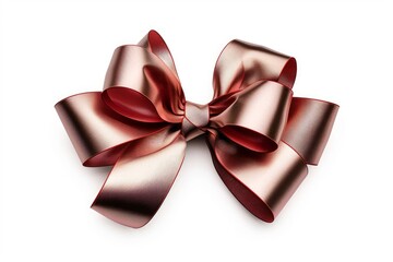 Red bow isolated on white background with clipping path. Full Depth of field. Focus stacking. PNG, Generative AI 