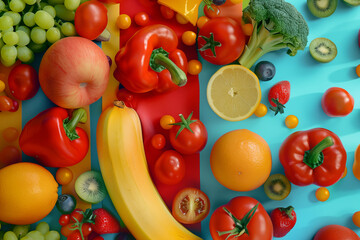 .Colored background with vegetables.