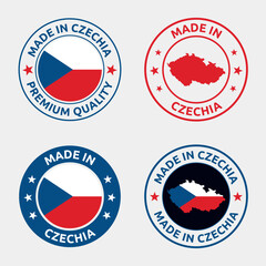 made in Czech Republic stamp set, product labels of Czechia