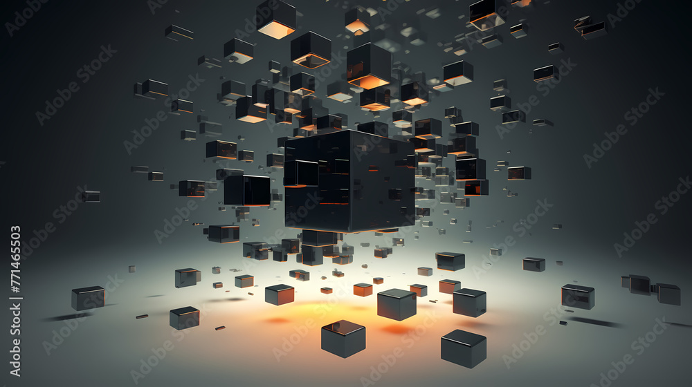 Fototapete futuristic cube formation,abstract 3d rendering
