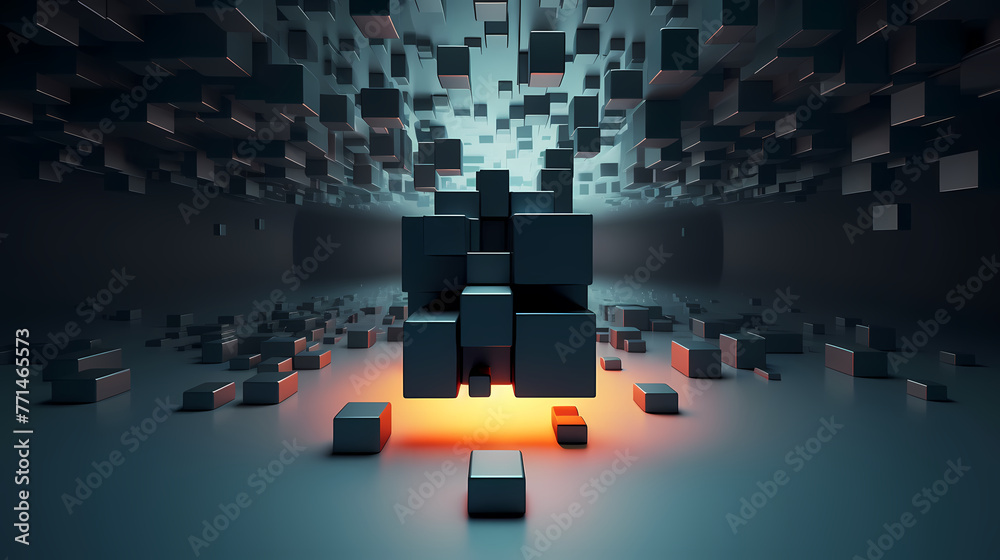 Fototapete futuristic cube formation,abstract 3d rendering