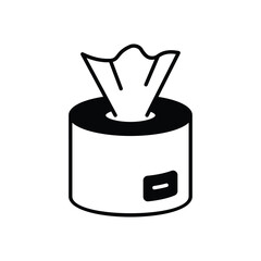 Black Solid Tissue Box vector icon