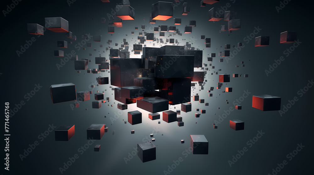 Fototapete futuristic cube formation,abstract 3d rendering
