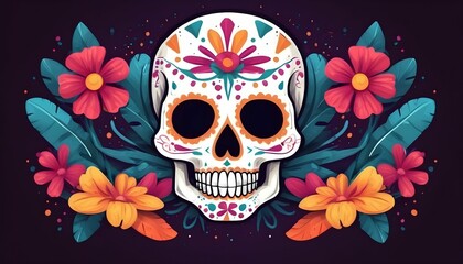 Cinco de Mayo Mexican Skull Logo Mascot banner for web created with generative ai.