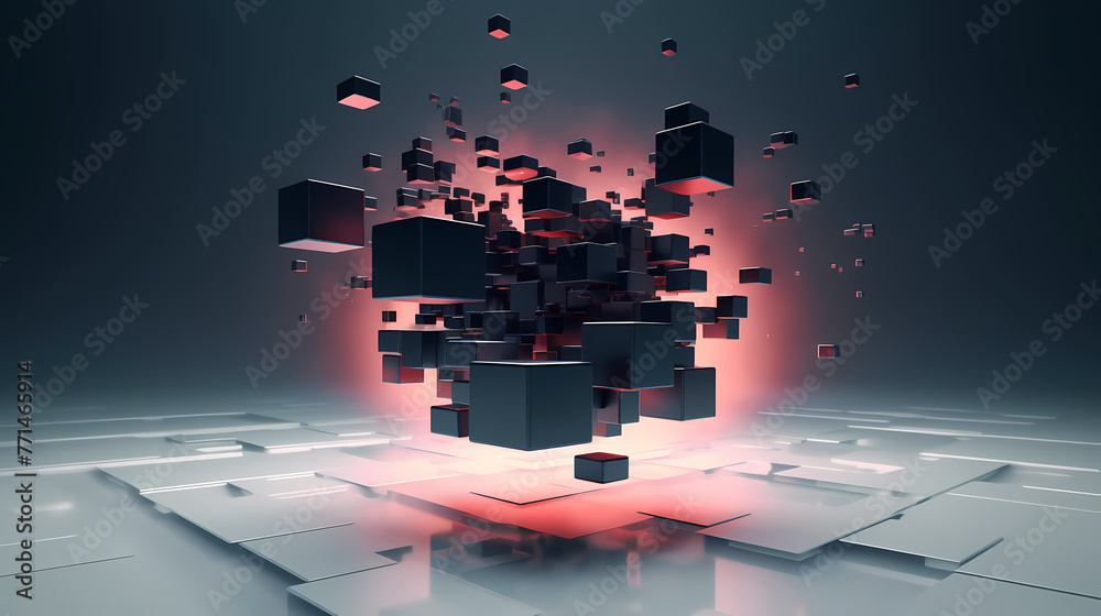 Fototapete futuristic cube formation,abstract 3d rendering