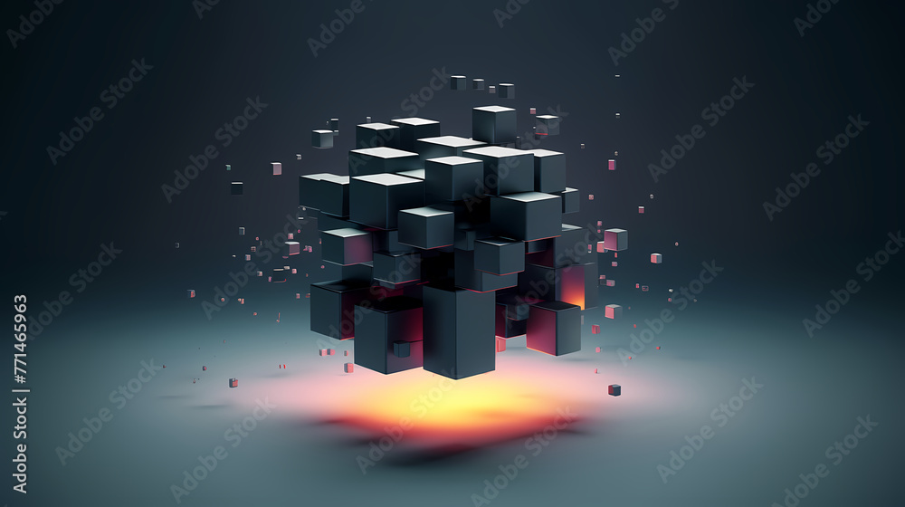 Fototapete futuristic cube formation,abstract 3d rendering